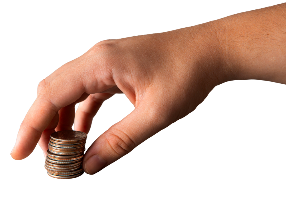 Renda extra para mulheres 50+, mão segurando moedas