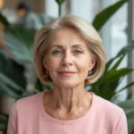 imagem de mulher madura, em menopausa, que faz uso de terapias integrativas na menopausa possui aparência saudável e tranquila